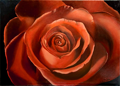 Peindre les roses avec la technique du glacis- Dernière étape.
